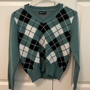 Shein V Neck Argyle Pattern Sweater
